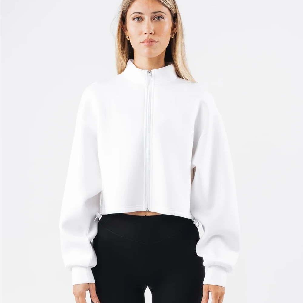 Alphalete ELMTS White Zip-Up Cropped Jacket XS